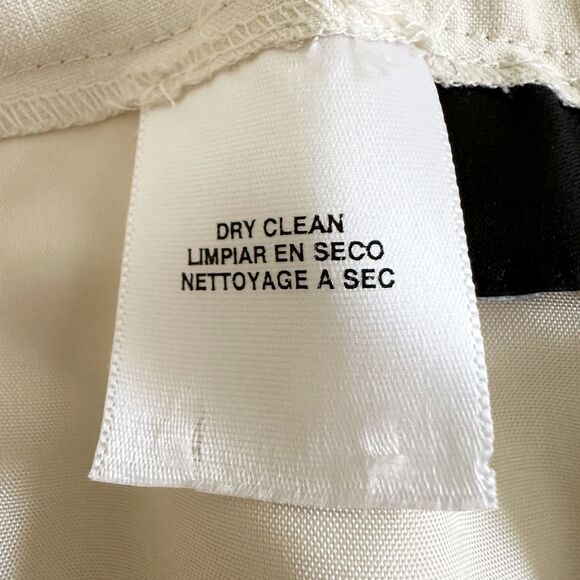 Vintage Jones New York Silk Linen Pants Sz 8 Ivory Lined Flat Front Chic Luxury - Picture 7 of 9